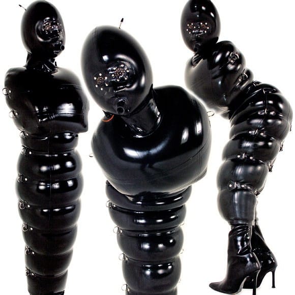 Latex Clothing - Inflatable Cover-All Dress And Blow-Up  Hood - DeMasK