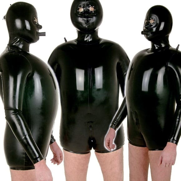 Latex Clothing - Inflatable Leotard With Blow-Up Hood - DeMasK