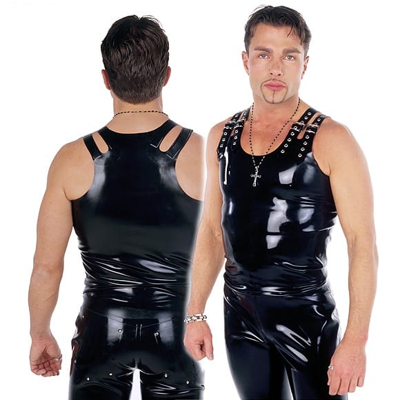 Latex Clothing - Twin Buckled Shoulder Strap Vest - DeMasK