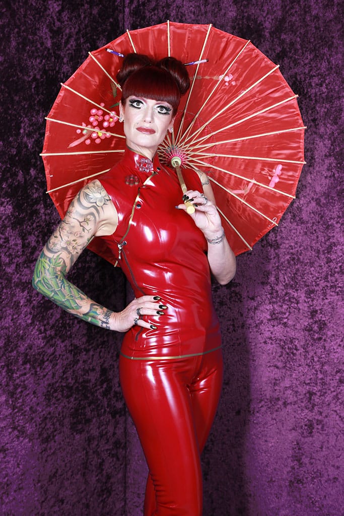 Latex Clothing - Mandarin Key Hole Top - DeMasK